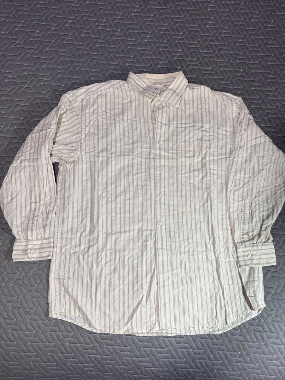 Men's Light Cream Pinstripe Dress Shirt